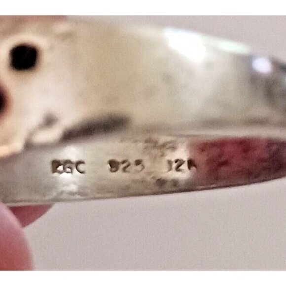 Vintage Native American signed Paw Print 925 w 12k gold detail ring s12.5 1526 - Picture 7 of 8